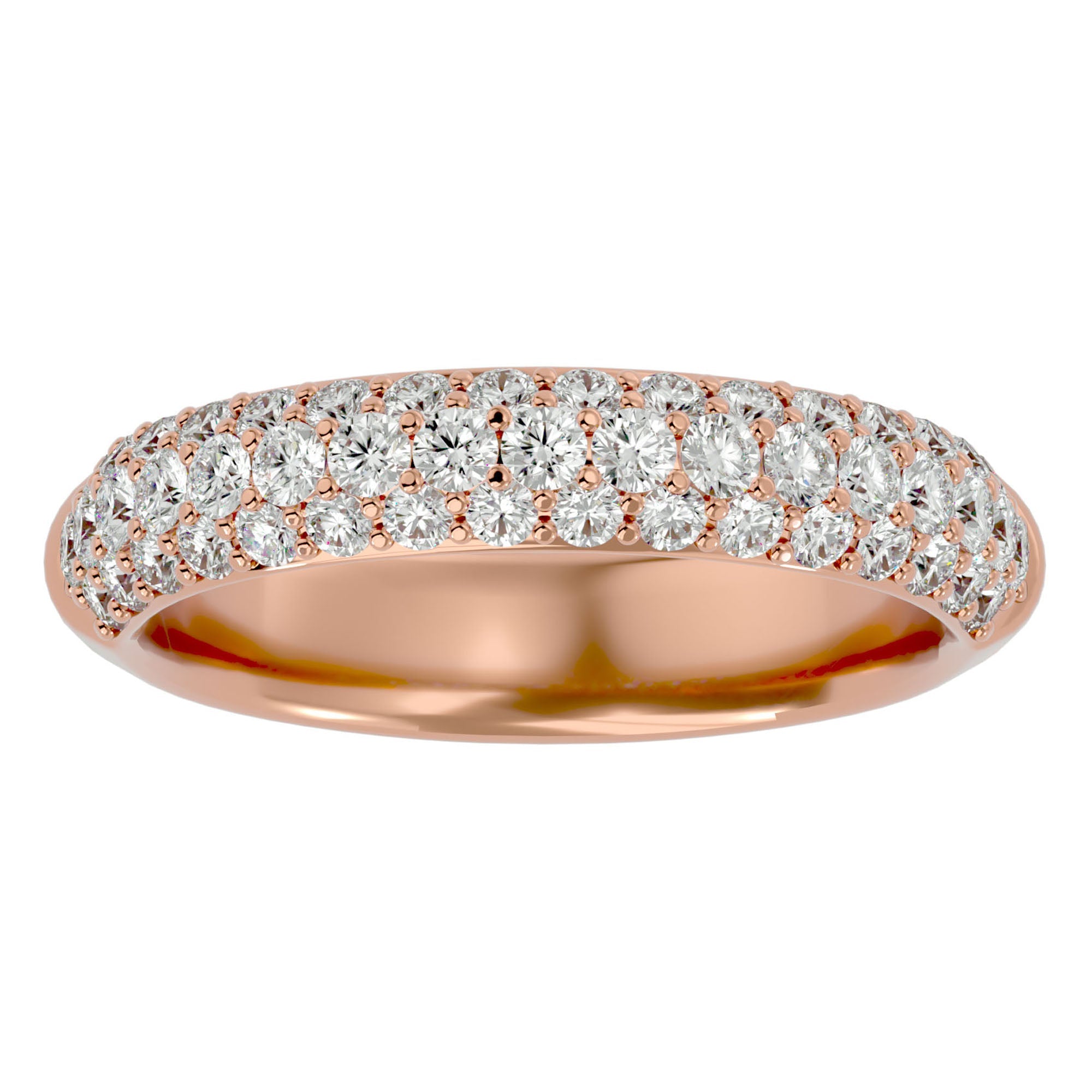 Inel Triplu Micro Pavé cu Moissanite de 0.90 ct din 18k Aur Roz - Castelo.ro
