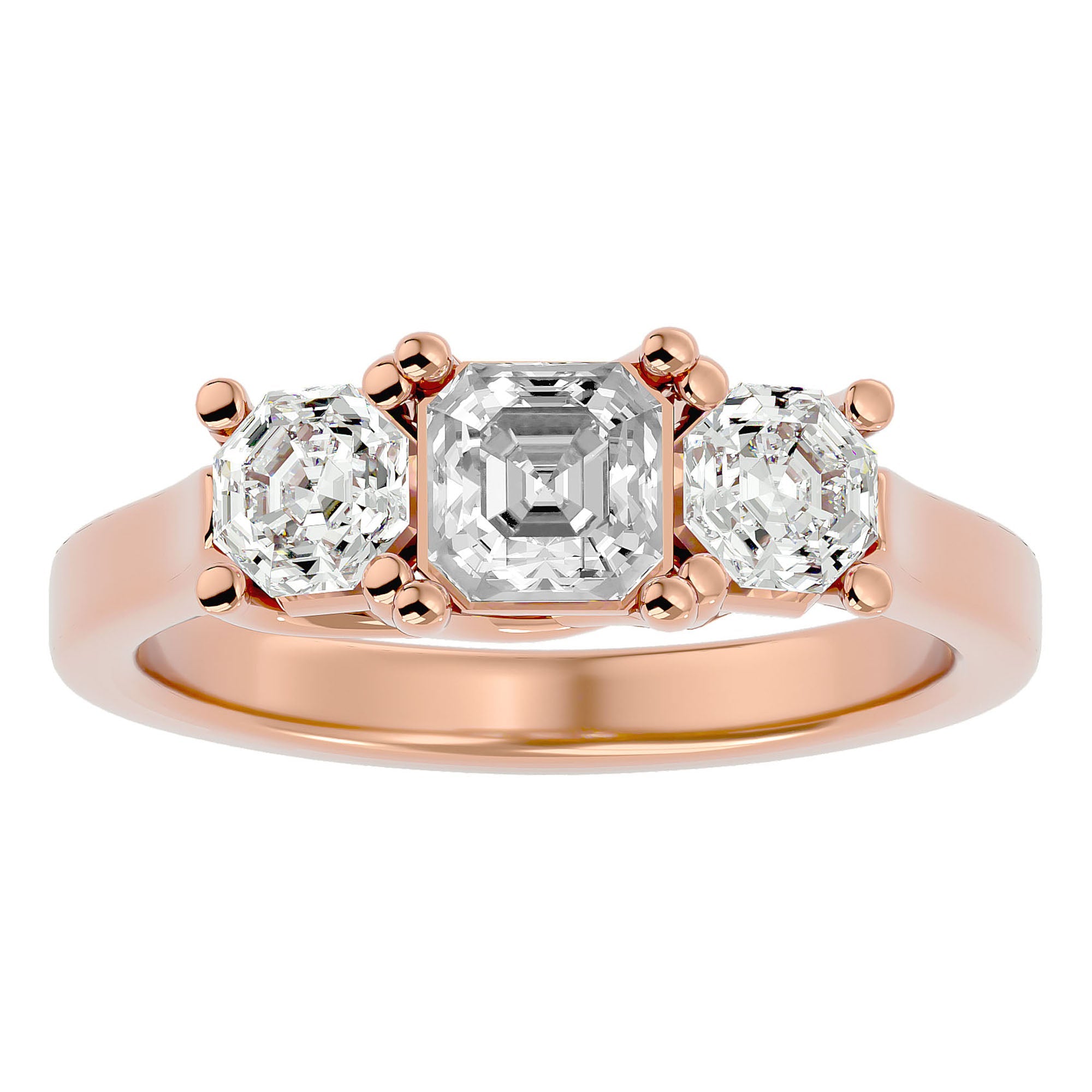 Inel de Logodnă cu Trei Diamante Naturale de 2.20 ct din 18k Aur Roz - Castelo.ro