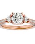 Inel de Logodnă din Aur 14k cu Trei Diamante Create în Laborator Pavè de 1.63 ct din 14k Aur Roz - Castelo.ro