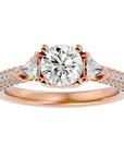 Inel de Logodnă din Aur 14k cu Trei Diamante Create în Laborator Pavè de 1.63 ct din 14k Aur Roz - Castelo.ro