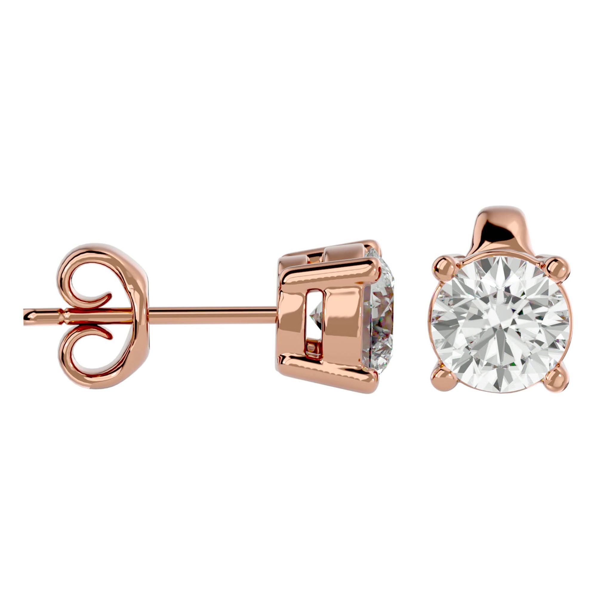 Cercei Stud Solitaire cu Moissanite de 0.94 ct din 18k Aur Roz - Castelo.ro