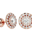 Cercei Halo Distins Cu Moissanite de 1.97 ct din 18k Aur Roz - Castelo.ro