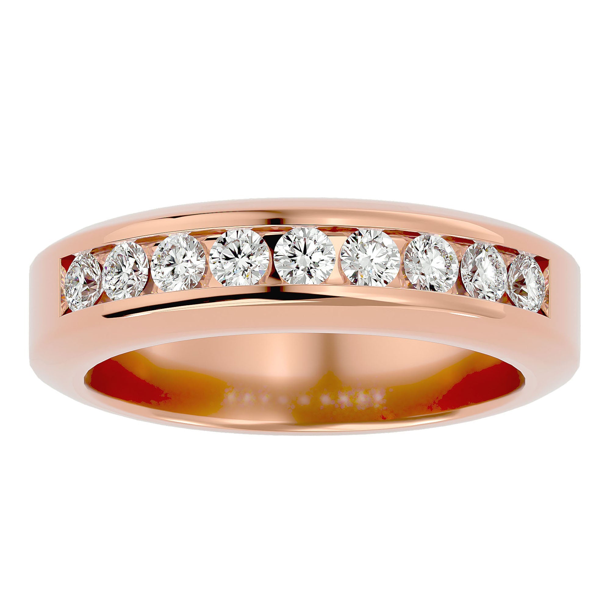 Verighetă Chloé cu Bandă De Moissanite de 0.74 CT din 18k Aur Roz - Castelo.ro