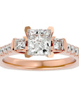 Inel de Logodnă din Aur 14k cu Trei Diamante Create în Laborator In Forma De Prințesă de 1.72 ct din 14k Aur Roz - Castelo.ro