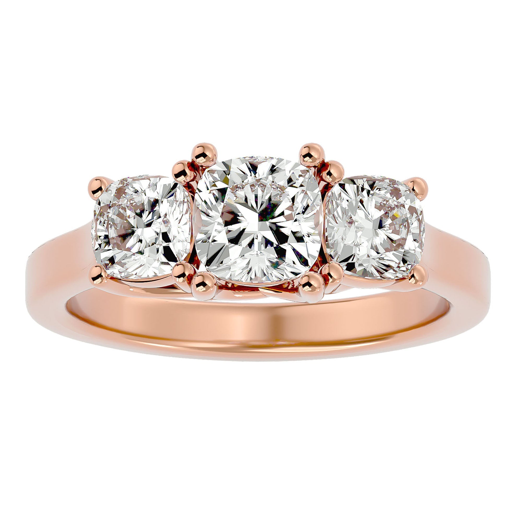 Inel de Logodnă Contessina din Aur 14k cu Trei Diamante Create în Laborator de 2.47 ct din 14k Aur Roz - Castelo.ro