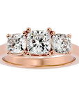Inel de Logodnă Contessina din Aur 14k cu Trei Diamante Create în Laborator de 2.47 ct din 14k Aur Roz - Castelo.ro