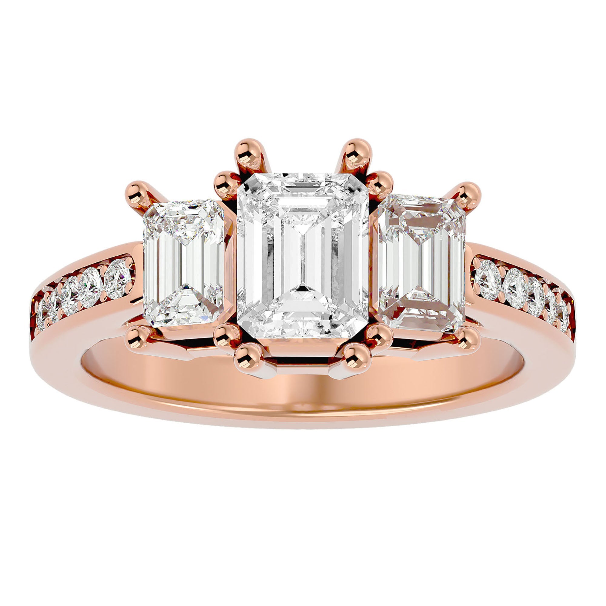 Inel de Logodnă Trei Diamante Naturale de 2.46 ct din 18k Aur Roz - Castelo.ro