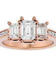 Inel de Logodnă Trei Diamante Naturale de 2.46 ct din 18k Aur Roz - Castelo.ro