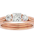 Inel Triplu de Logodnă din Aur 14k Cu Trei Diamante Create în Laborator de 0.96 ct din 14k Aur Roz - Castelo.ro