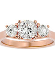 Inel de Logodnă Renée cu Trei Diamante Create în Laborator de 1.95 ct din 14k Aur Roz - Castelo.ro