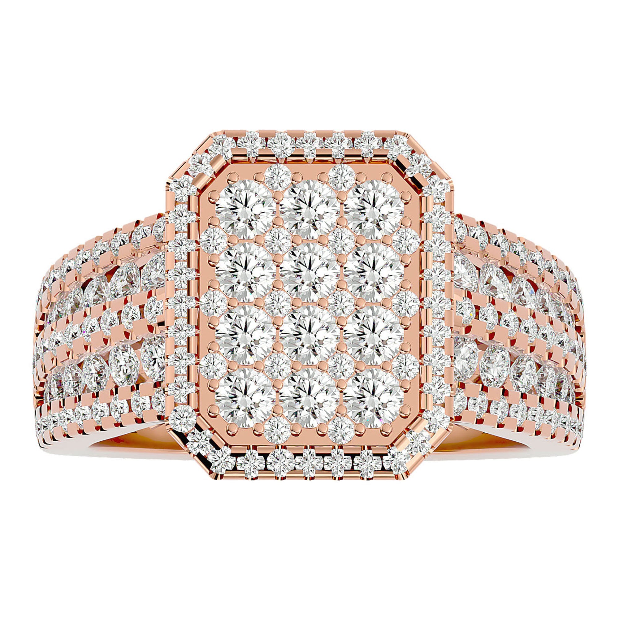 Inel Nobil cu Diamante Naturale Pavé de 1.53 ct din 18k Aur Roz - Castelo.ro