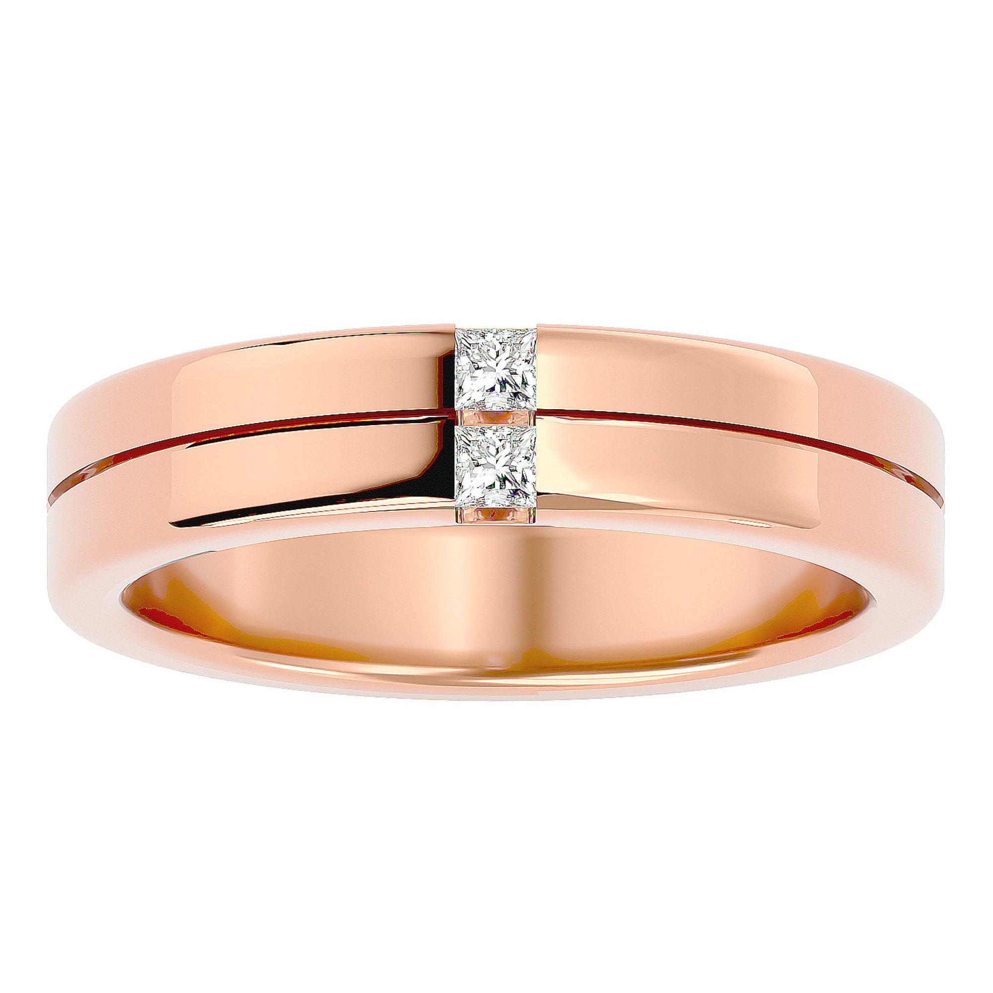 Verighetă cu Tăietură si Moissanite de 0.14 ct din 18k Aur Roz - Castelo.ro