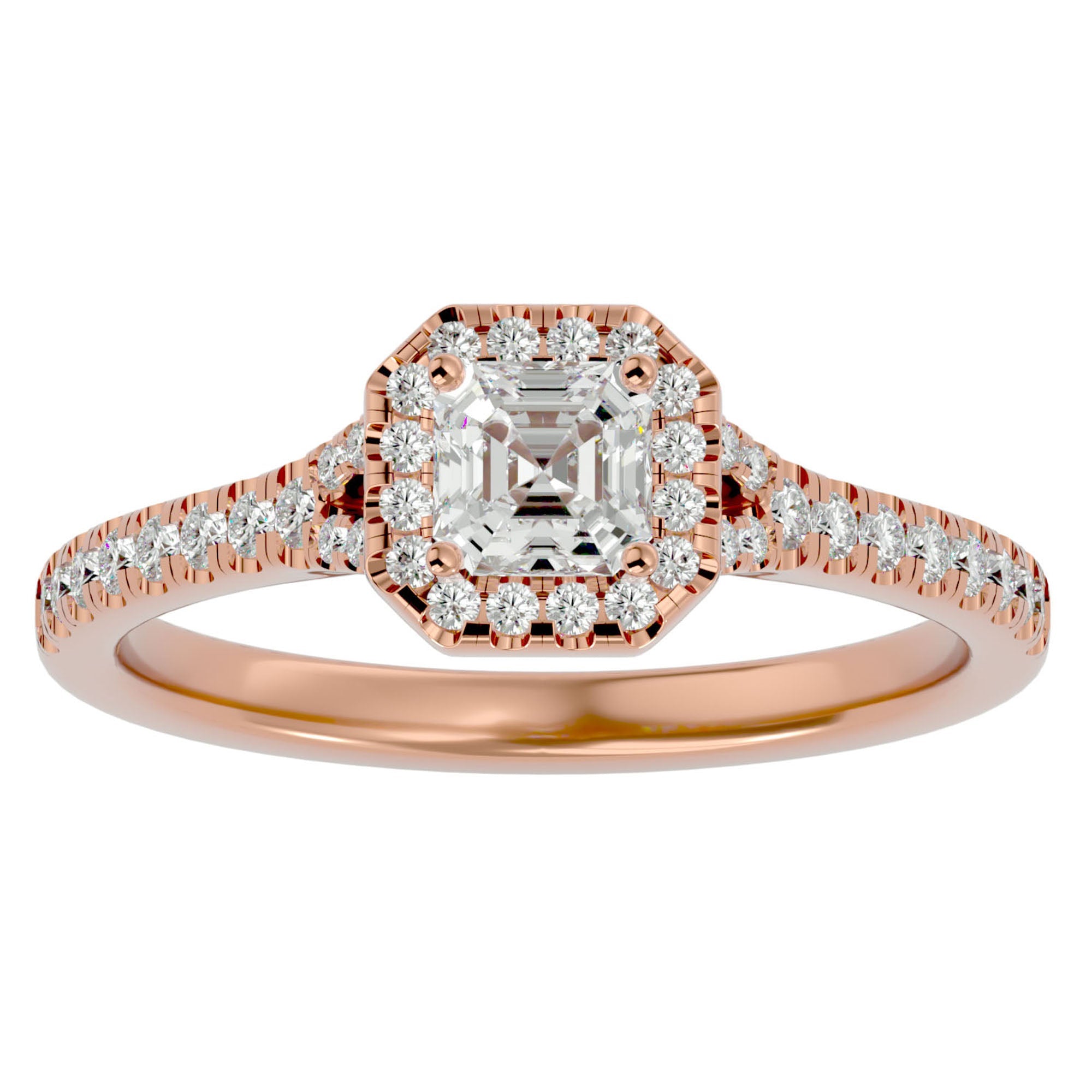 Inel de Logodnă Retro Pavé din Aur 14k cu Diamante Naturale de 0.46 ct din 14k Aur Roz - Castelo.ro