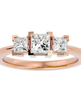 Inel de Logodnă Cu Trei Moissanite Tăietură Prințesă de 1.32 ct din 18k Aur Roz - Castelo.ro