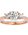 Inel de Logodnă din Aur 14k cu Trei Diamante Create în Laborator Pavè de 1.18 ct din 14k Aur Roz - Castelo.ro
