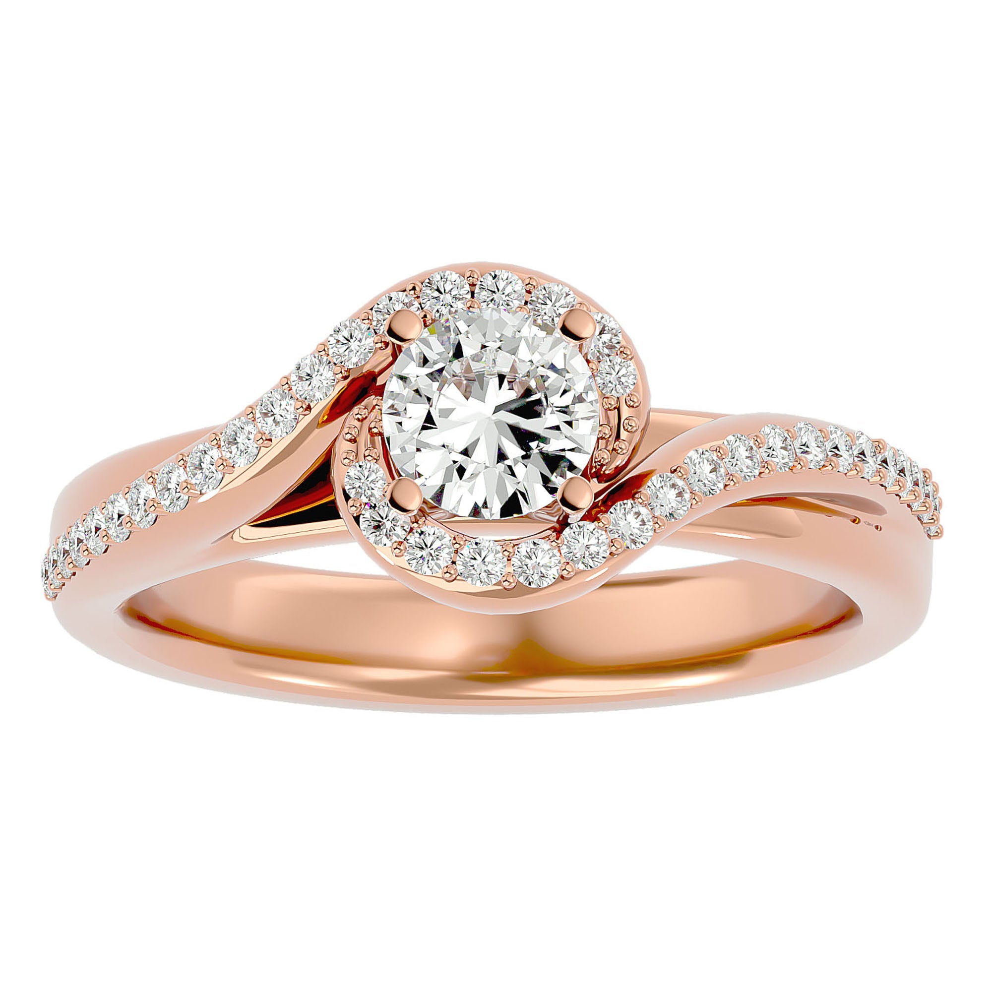 Inel de Logodnă din Aur 14k cu Moissanite Pavé în Spirală Eternă de 0.61 ct din 14k Aur Roz - Castelo.ro
