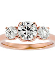 Inel de Logodnă Vivienne cu Trei Diamante Naturale de 1.62 ct din 18k Aur Roz - Castelo.ro
