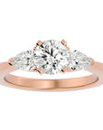 Inel de Logodnă Hélène cu Trei Moissanite de 2.18 ct din 18k Aur Roz - Castelo.ro