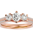 Inel de Logodnă Solitaire Pavè din Aur 14k cu Diamante Naturale de 0.90 ct din 14k Aur Roz - Castelo.ro