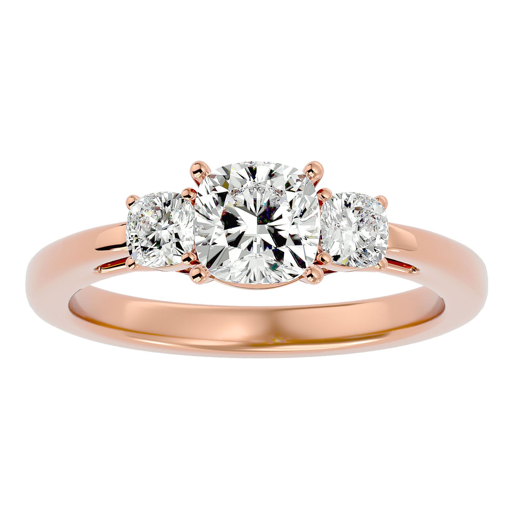 Inel de Logodnă Solitaire cu Trei Diamante Naturale de 1.57 ct din 18k Aur Roz - Castelo.ro