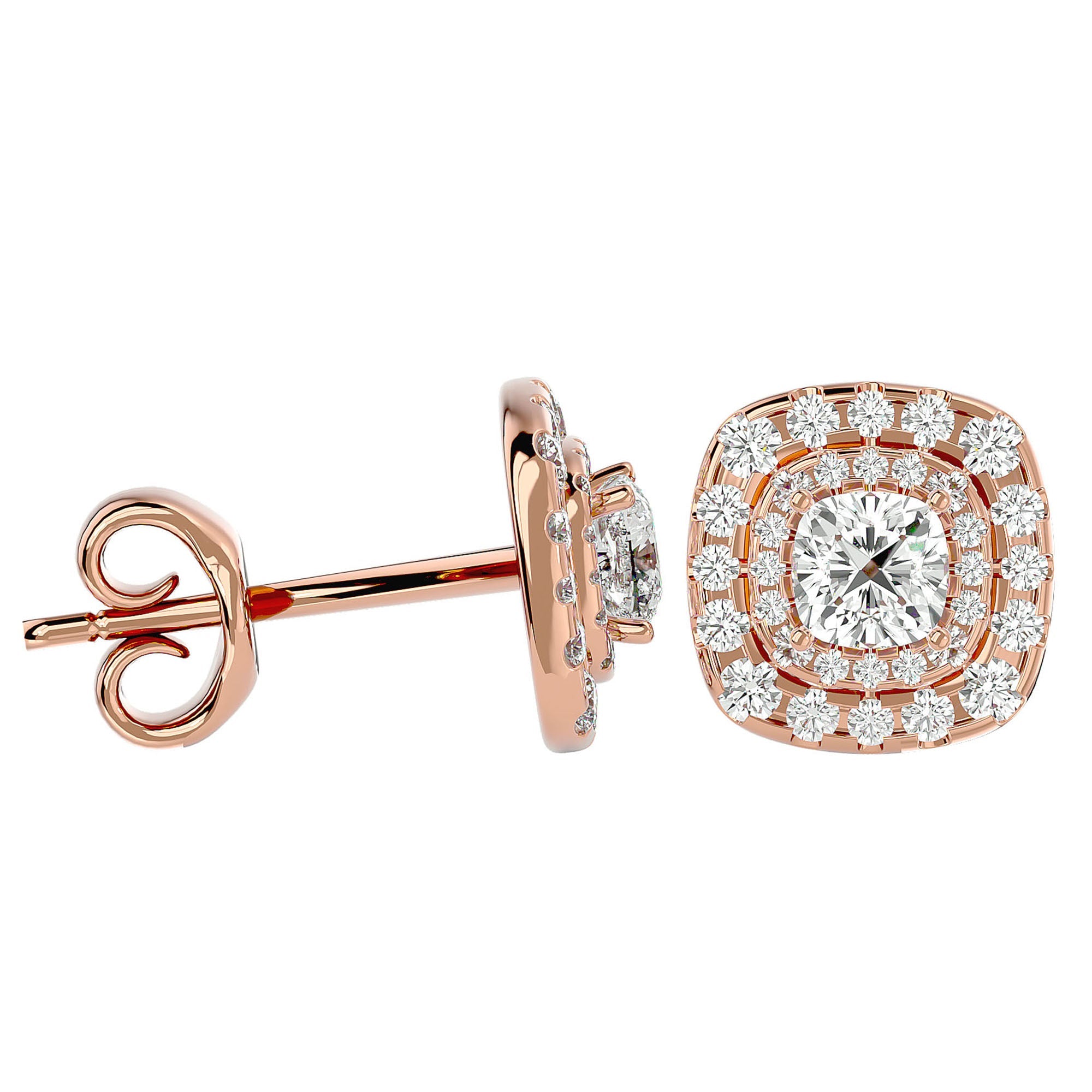 Cercei Stud Cu Moissanite de 2.2 ct din 18k Aur Roz - Castelo.ro