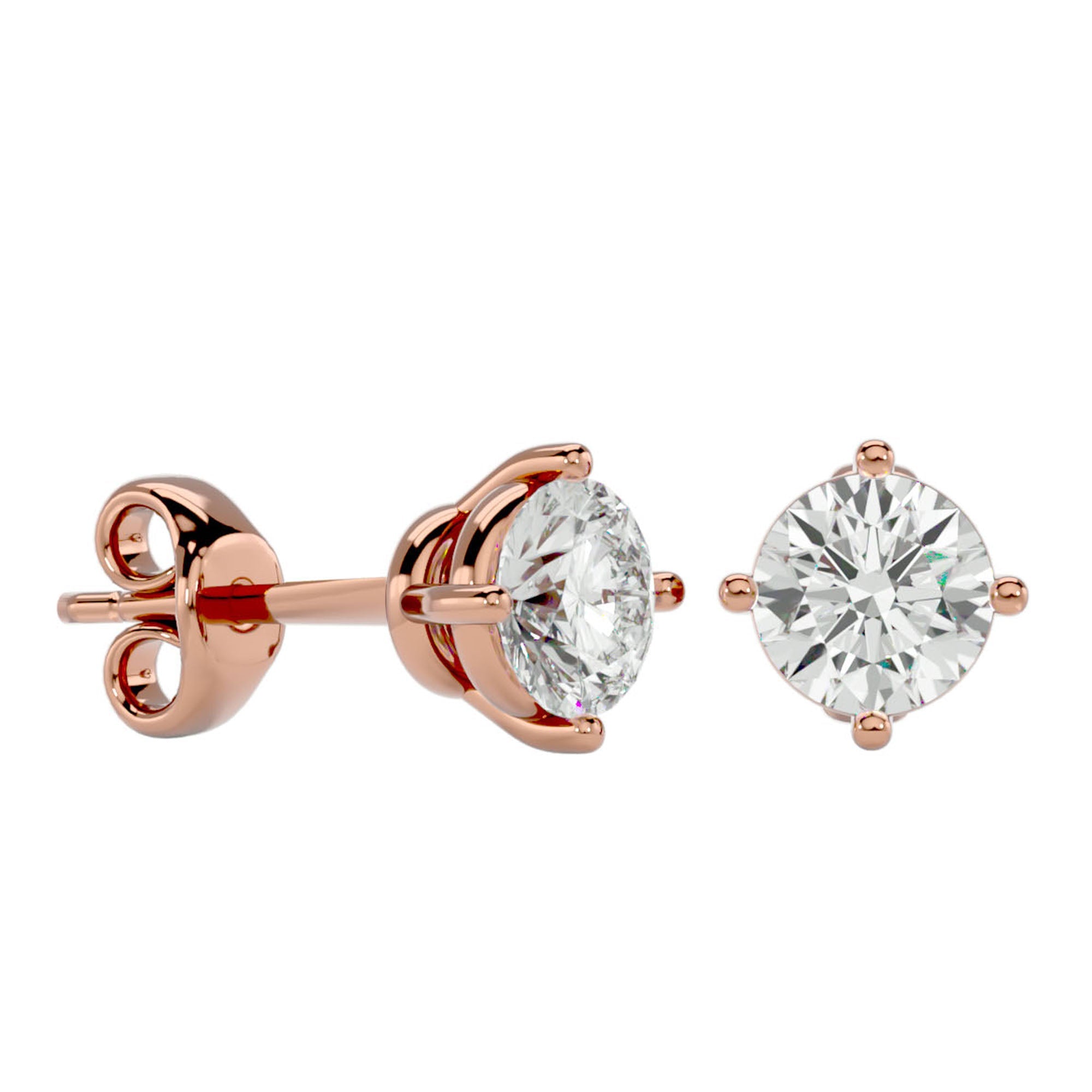 Cercei Stud din Aur 14k Cu Diamante Naturale Tăietură Rotundă Briliantă de 1.05 ct din 14k Aur Roz - Castelo.ro