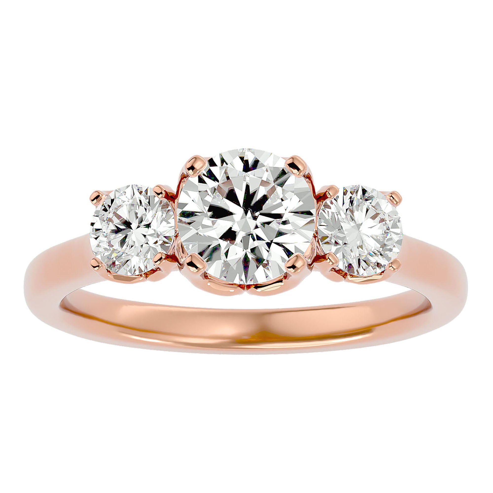 Inel de Logodnă Vivienne din Aur 14k cu Trei Diamante Naturale de 1.62 ct din 14k Aur Roz - Castelo.ro
