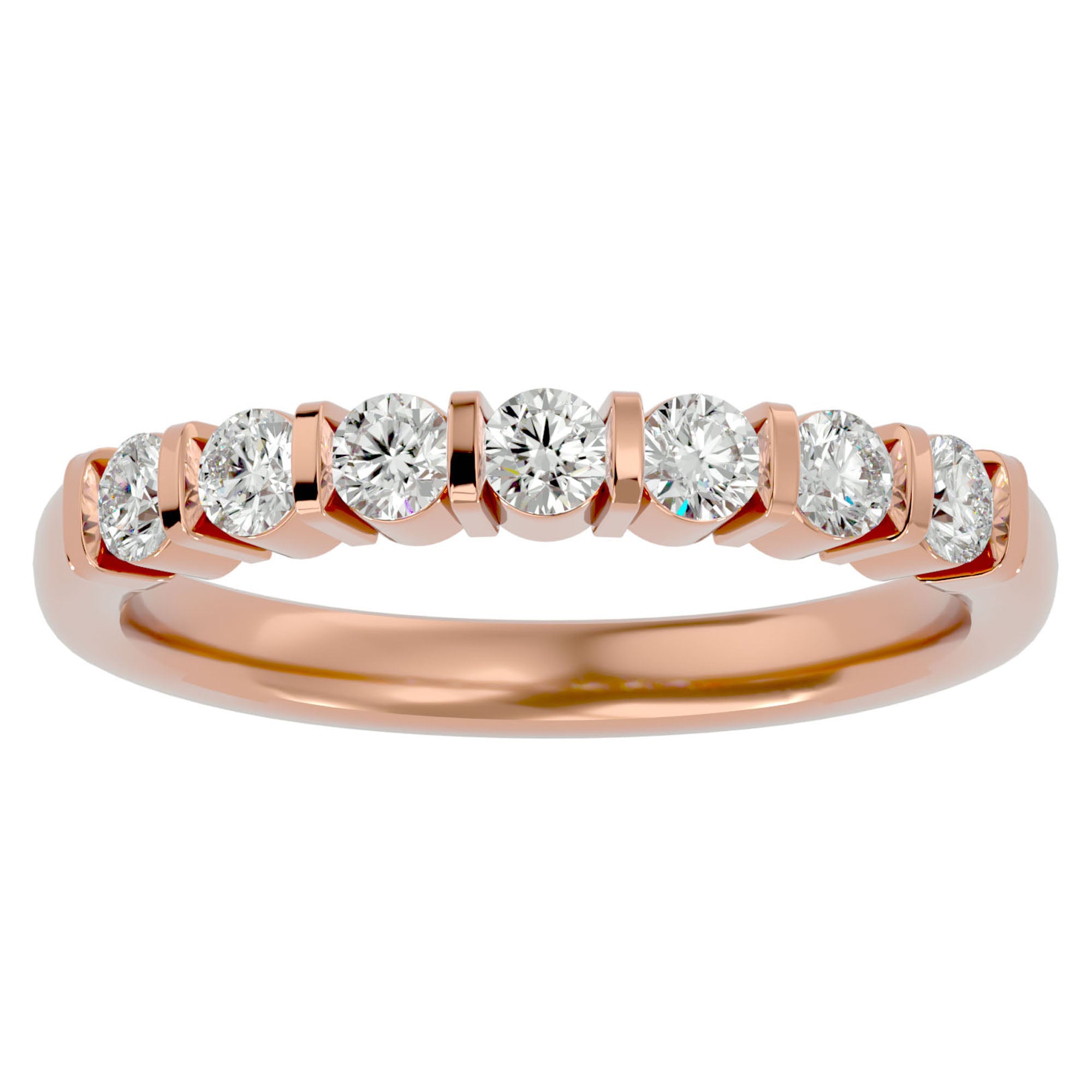 Inel Cu 7 Moissanite de 0.52 ct din 18k Aur Roz - Castelo.ro