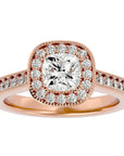 Inel de Logodnă Halo Pavé din Aur 14k cu Diamante Create în Laborator de 1.92 ct din 18k Aur Roz - Castelo.ro