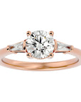 Inel de Logodnă cu Trei Moissanite de 1.22 ct din 18k Aur Roz - Castelo.ro