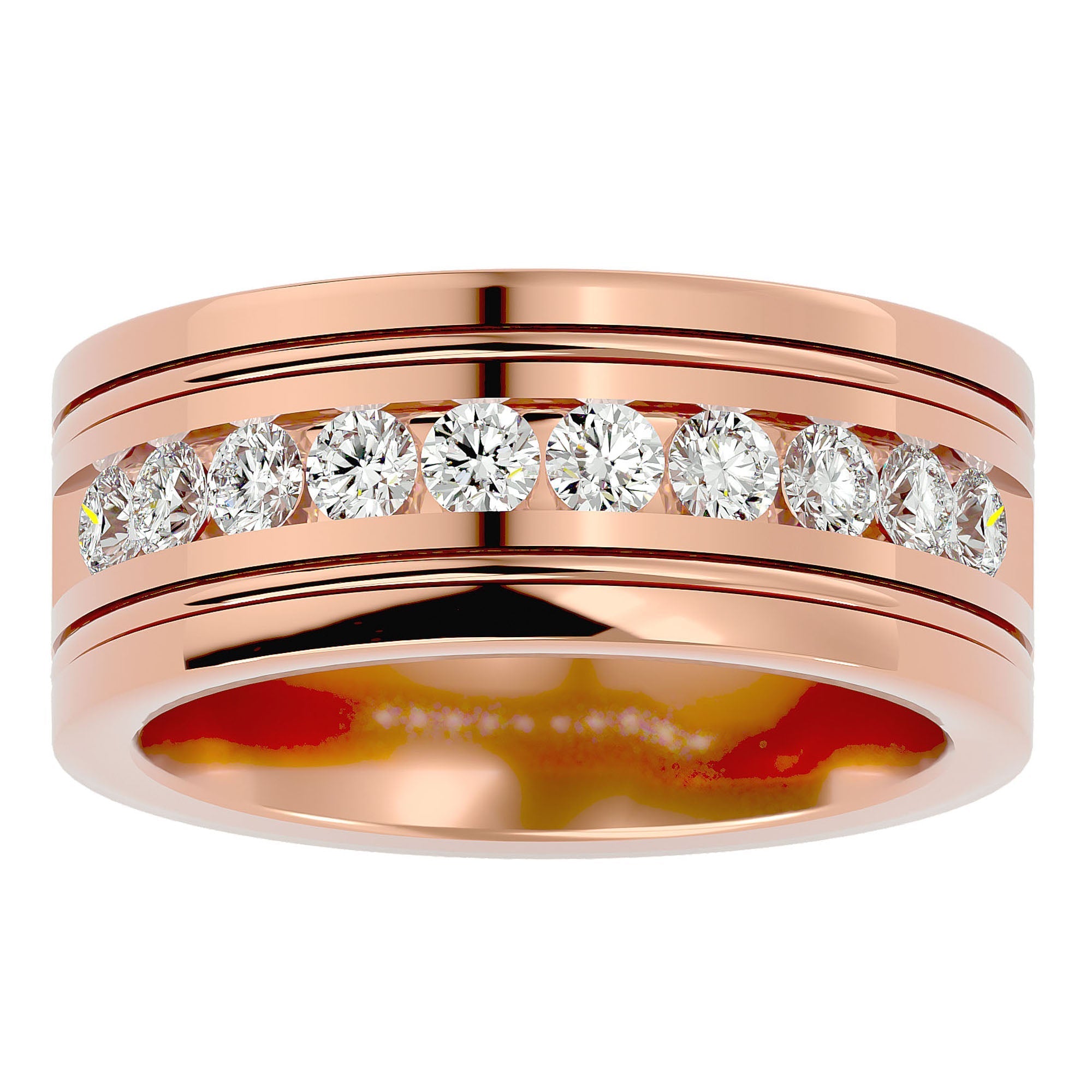 Verighetă Juliette din Aur 14k cu Bandă De Diamante Create în Laborator de 1.01 ct din 14k Aur Roz - Castelo.ro