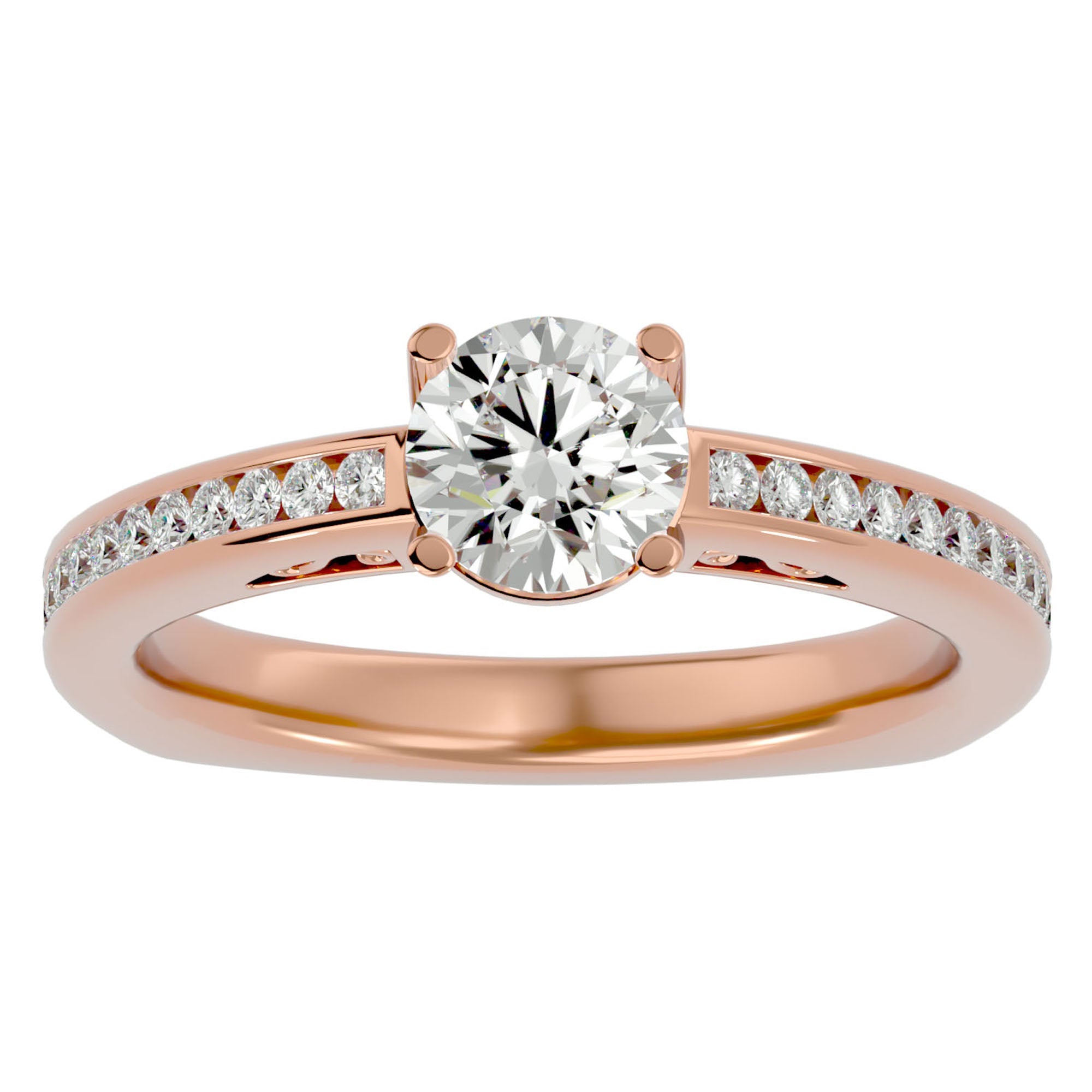 Inel de Logodnă Bastille din Aur 14k cu Moissanite de 1.27 ct din 14k Aur Roz - Castelo.ro