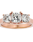 Inel de Logodnă Contessina din Aur 14k cu Trei Moissanite de 2.47 ct din 14k Aur Roz - Castelo.ro