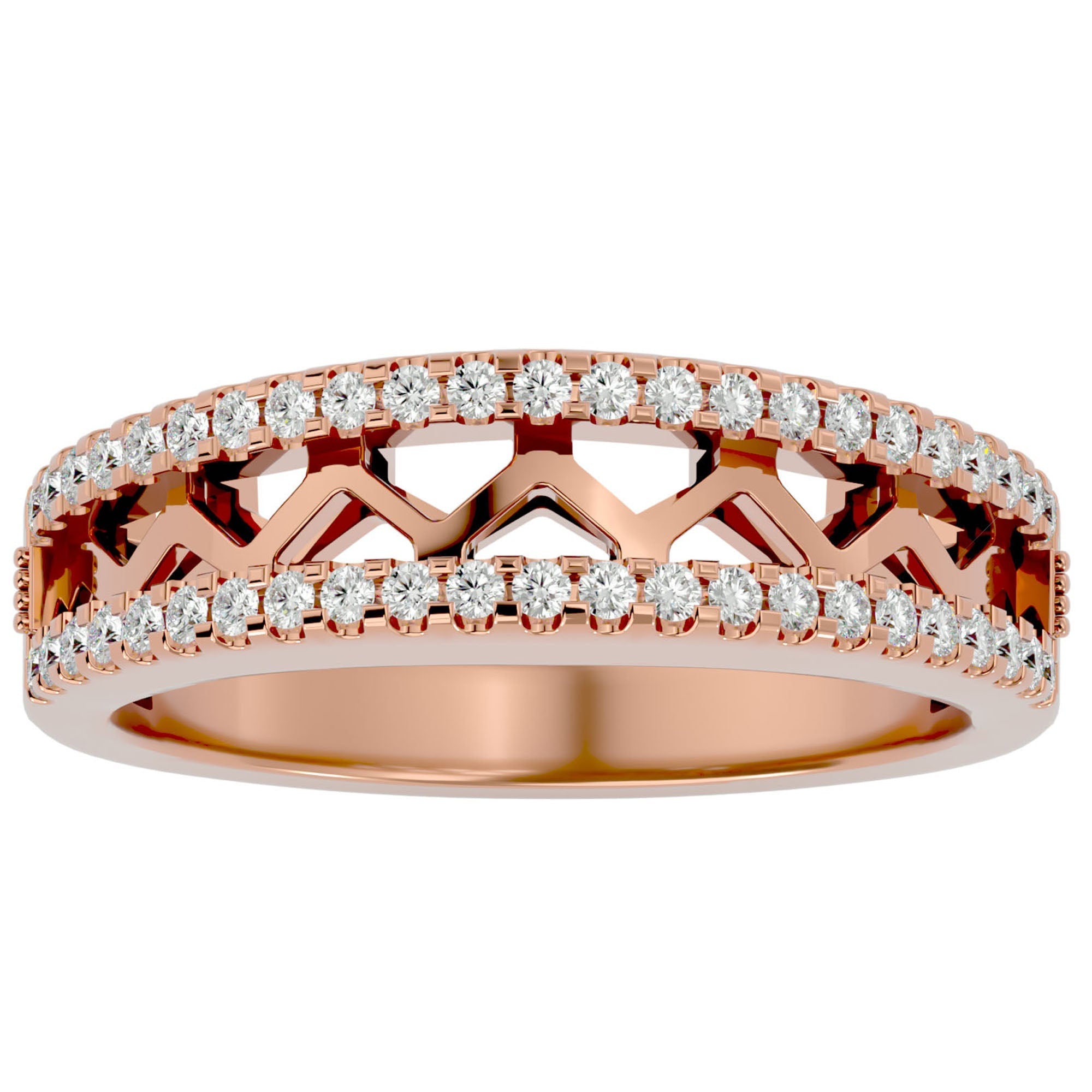 Inel Diademă cu Diamante Create în Laborator în Montură Clasică de 0.30 ct din 18k Aur Roz - Castelo.ro