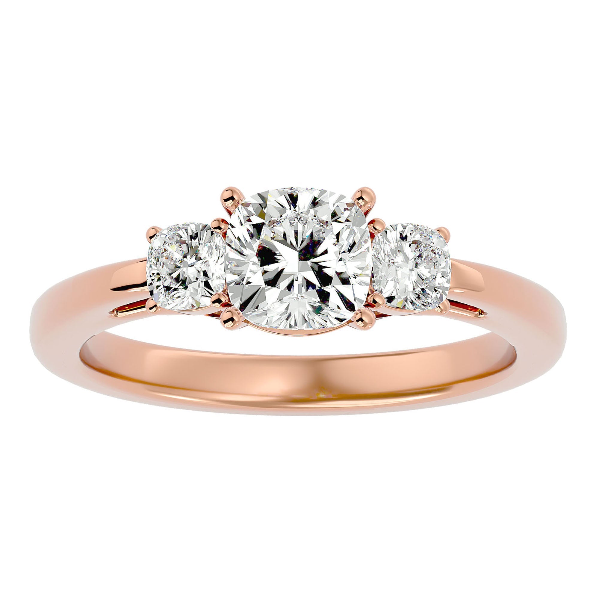 Inel de Logodnă Solitaire cu Trei Diamante Create în Laborator de 1.57 ct din 18k Aur Roz - Castelo.ro