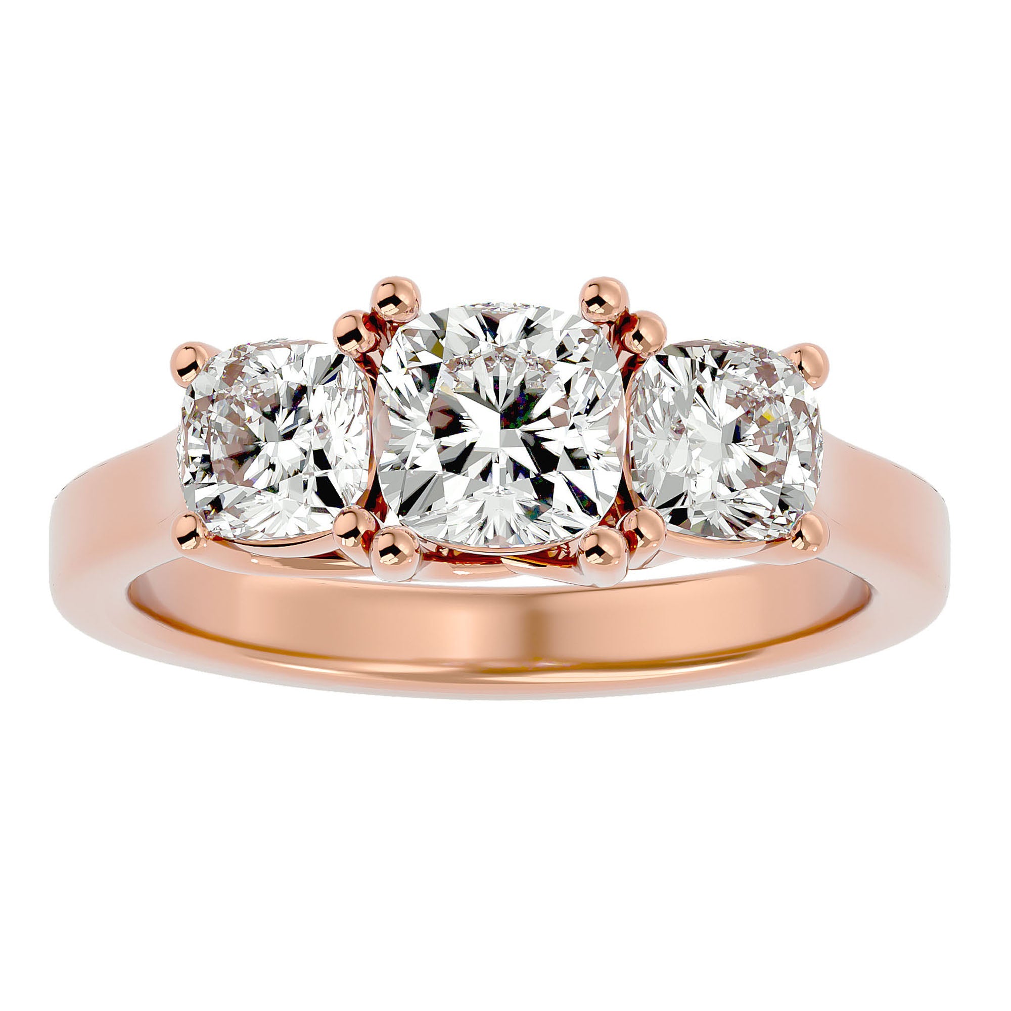 Inel de Logodnă Contessina cu Trei Diamante Naturale de 2.47 ct din 18k Aur Roz - Castelo.ro
