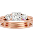 Inel Triplu de Logodnă Cu Trei Moissanite de 0.96 ct din 18k Aur Roz - Castelo.ro