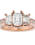 Inel de Logodnă din Aur 14k Trei Diamante Create în Laborator de 2.46 ct din 14k Aur Roz - Castelo.ro