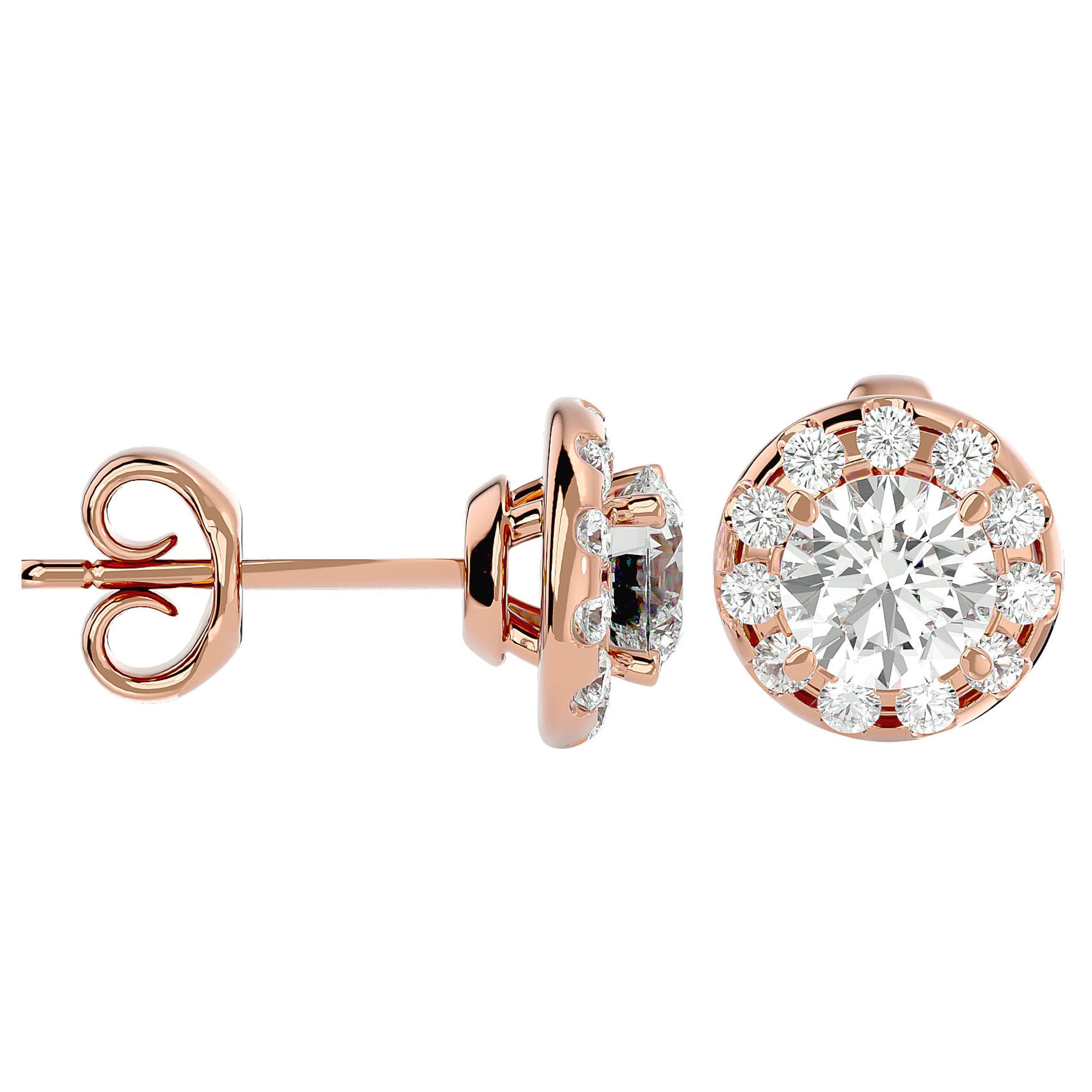 Cercei din Aur 14k Cu Moissanite Stud de 1.06 ct din 14k Aur Roz - Castelo.ro