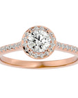 Inel de Logodnă Talisman din Aur 14k cu Moissanite Halo Pavé de 0.89 ct din 14k Aur Roz - Castelo.ro