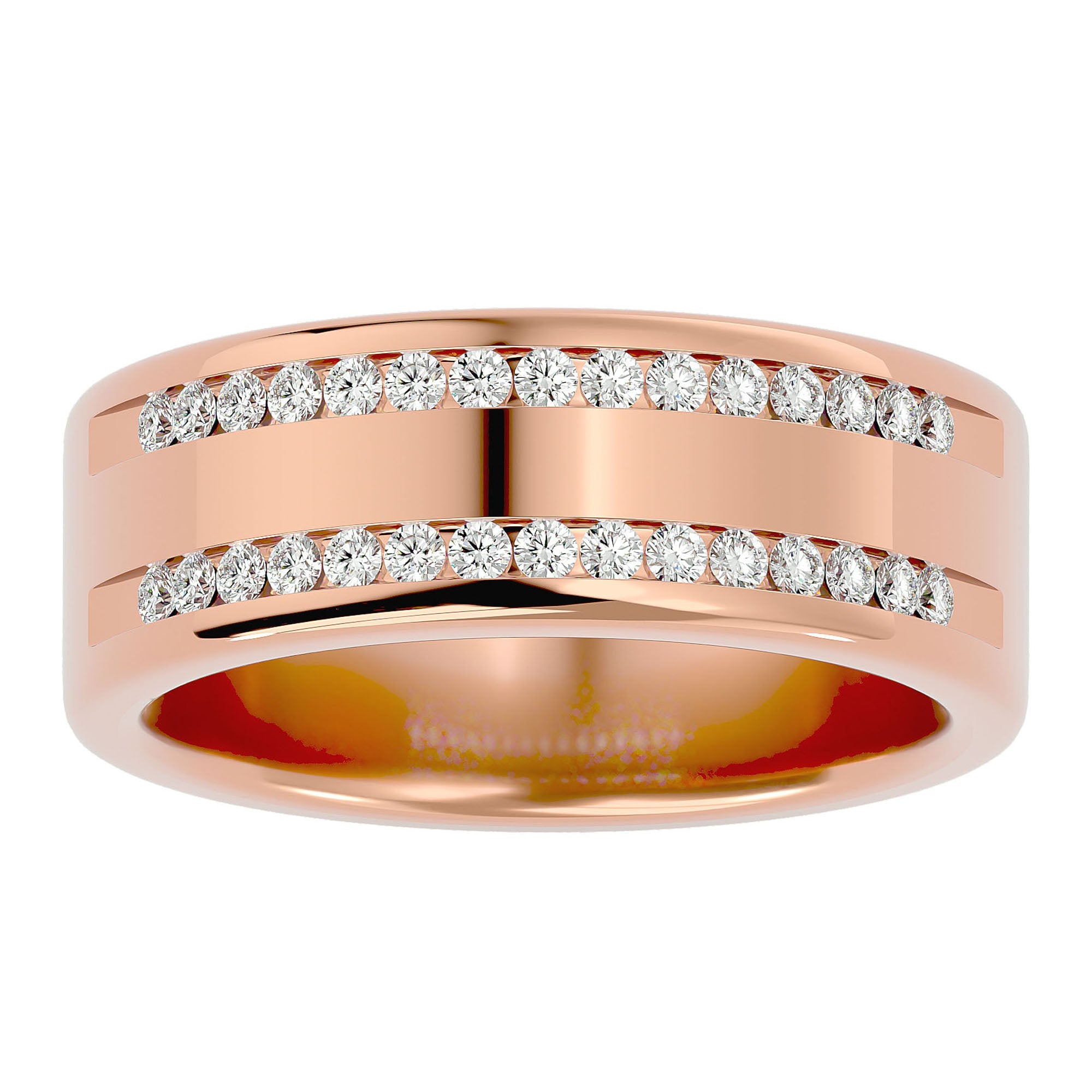 Verighetă Solène din Aur 14k Cu Două Rânduri De Moissanite de 0.46 ct din 14k Aur Roz - Castelo.ro