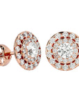 Cercei Halo Distins din Aur 14k Cu Diamante Create în Laborator de 1.97 ct din 14k Aur Roz - Castelo.ro