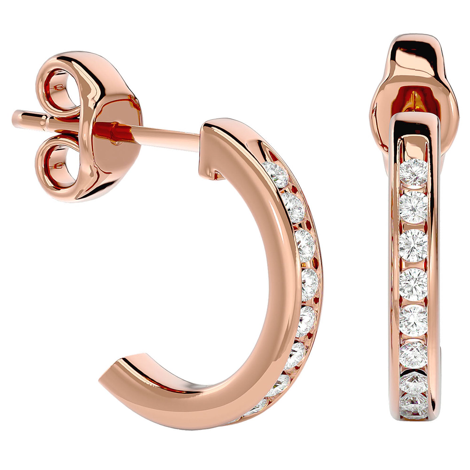 Cercei Hoop Regali din Aur 14k cu Diamante Naturale de 0.54 ct din 14k Aur Roz - Castelo.ro