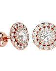 Cercei Halo Distins Cu Diamante Create în Laborator de 1.97 ct din 18k Aur Roz - Castelo.ro