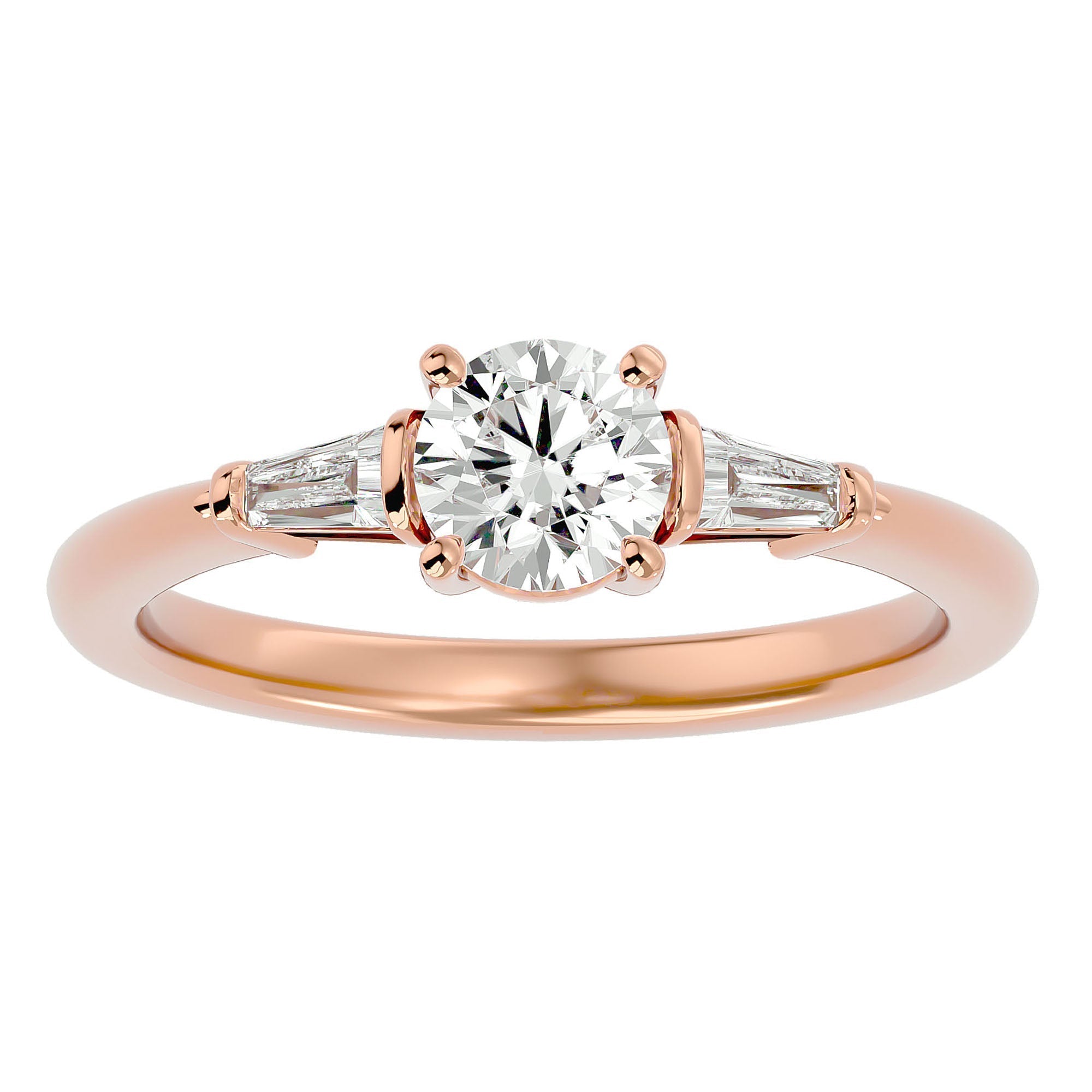 Inel de Logodnă din Aur 14k cu Trei Diamante Create în Laborator de 0.93 ct din 14k Aur Roz - Castelo.ro