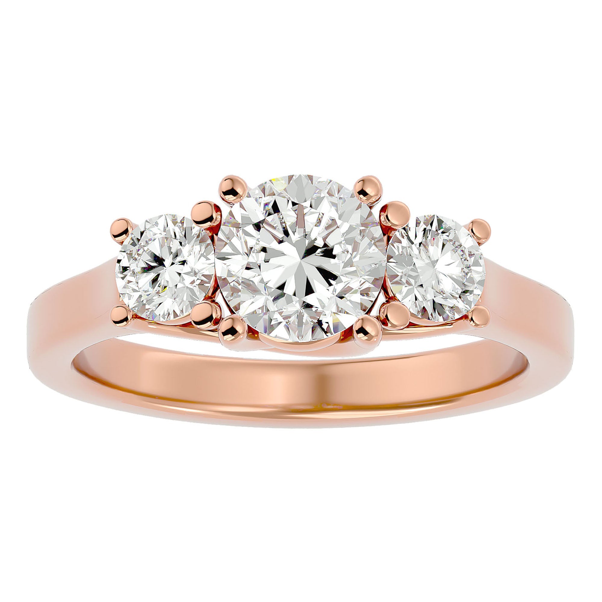 Inel de Logodnă Renée din Aur 14k cu Trei Diamante Naturale de 1.95 ct din 14k Aur Roz - Castelo.ro