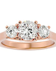 Inel de Logodnă Renée din Aur 14k cu Trei Diamante Naturale de 1.95 ct din 14k Aur Roz - Castelo.ro