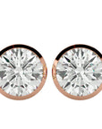 Cercei cu Diamant Creat în Laborator In Montură Bezel de 1.18 ct din 18k Aur Roz - Castelo.ro