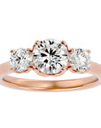 Inel de Logodnă Vivienne cu Trei Moissanite de 1.62 ct din 18k Aur Roz - Castelo.ro