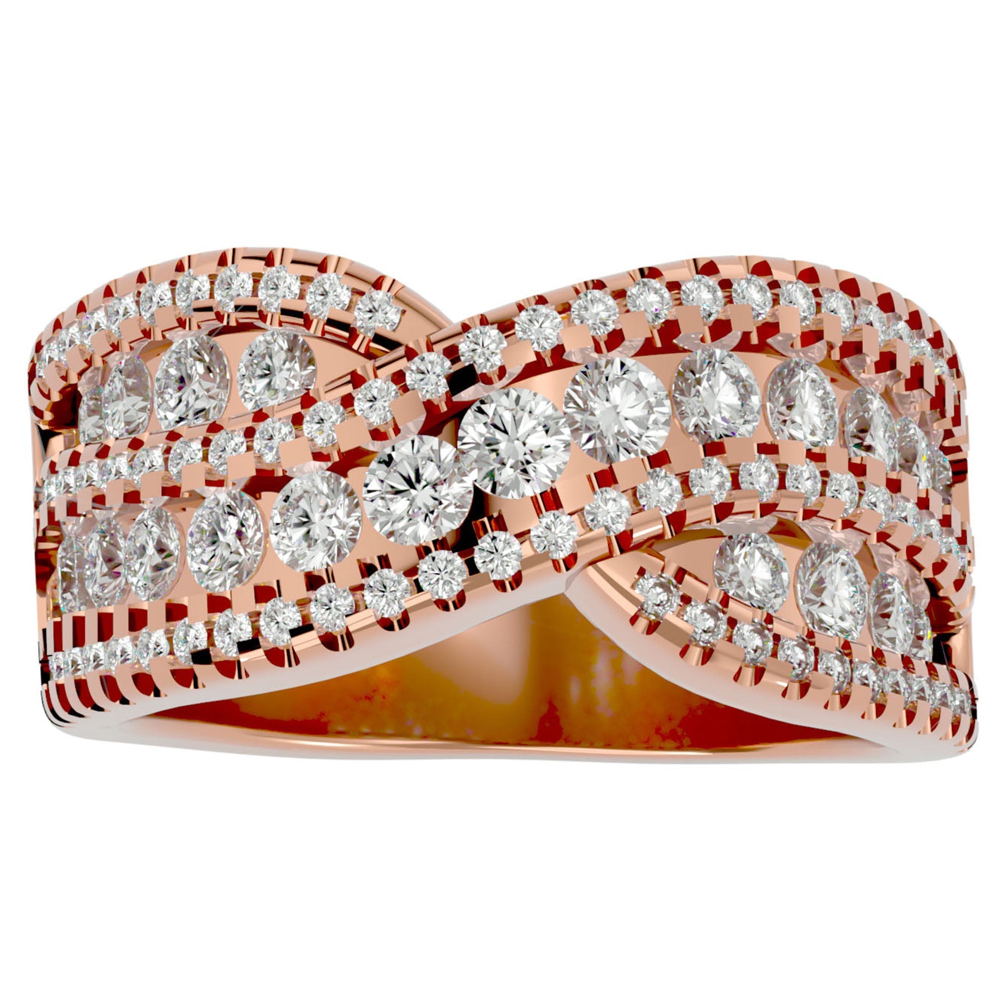 Inel Nobil cu Diadema de Diamante Create în Laborator de 1.26 ct din 18k Aur Roz - Castelo.ro